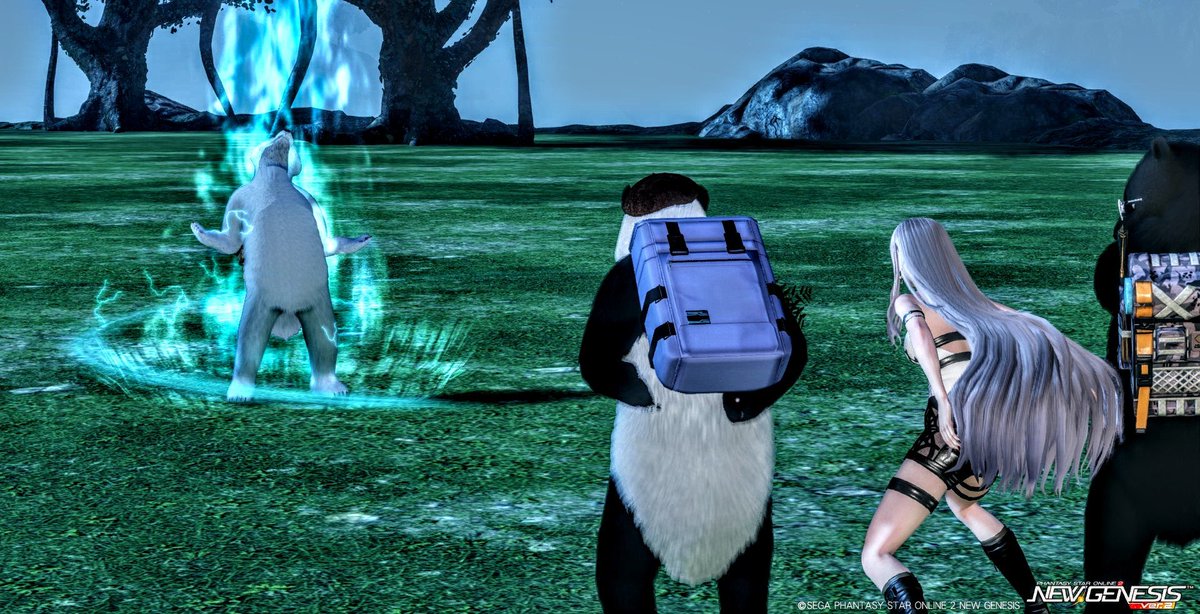 RECO_0290's tweet image. #PSO2NGS_SS

この白熊の異常なパワー…まさか白熊まで洗脳結界に！？

「でも洗脳結界は直接相手の頭に施さないと出来ないハズよ？一体いつやったっていうの！」

「お嬢さん、黒熊。敵の姿を見たかの？」
「私は見てないわ」
「俺もだYo」

どういうこと？敵は遠いとこから結界を使ったというの…？