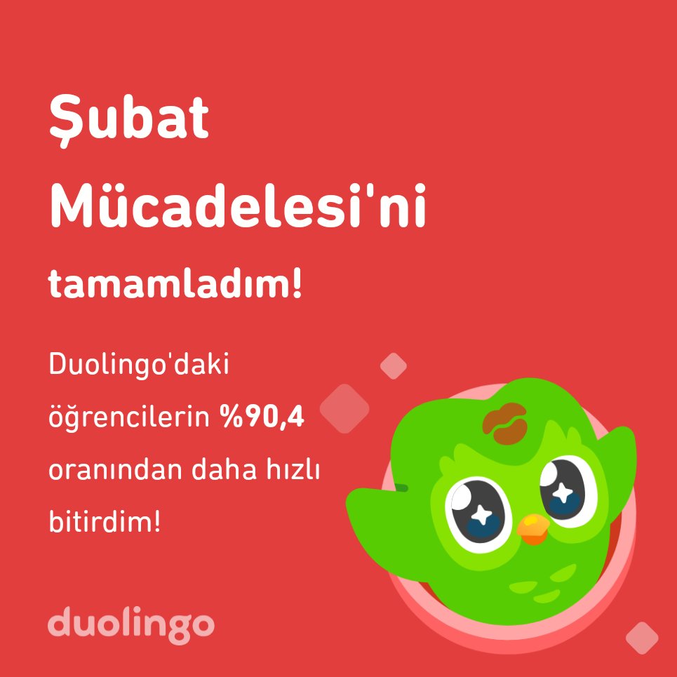 AhmetIDIK2's tweet photo. Şubat mücadelesi'ni Duolingo'daki öğrencilerin %90,4 oranından daha hızlı tamamladım! https://t.co/cl40VqEBeM