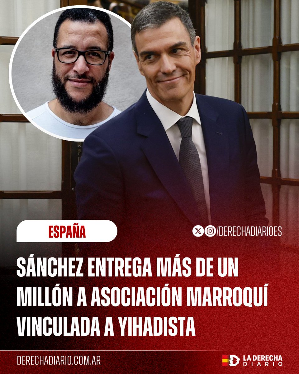 🚨🇪🇸🇲🇦 | SÁNCHEZ FINANCIA EL TERRORISMO: El Gobierno de Sánchez entrega más de un millón de euros a una asociación marroquí vinculada a un yihadista que fue deportado en 2022.