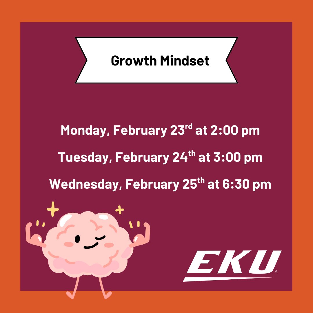 Join us this week for workshops focused on having and maintaining a growth mindset! Learn tips and tricks to staying positive 📈🧠