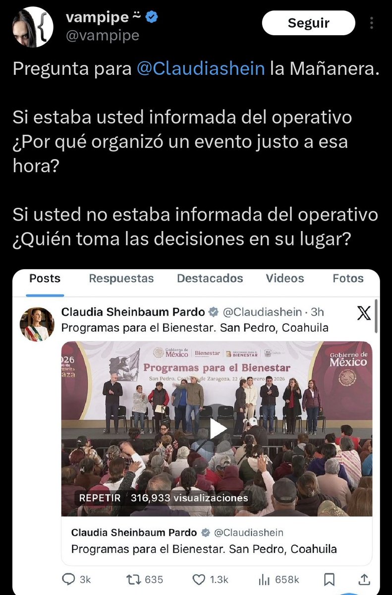ZuritaCarpio's tweet photo. El pendejo de @vampipe quería que Sheinbaum anunciara el operativo o le enviara un oficio al Mencho para avisarle. https://t.co/1NihjgAK9Z