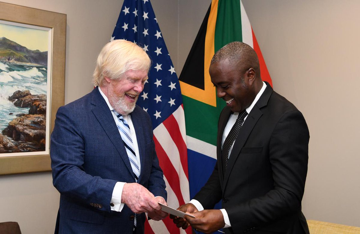 Honored to present a copy of my Letters of Credence <a href="/DIRCO_ZA/">DIRCO South Africa</a> today. I’m eager to begin this chapter in strengthening the U.S.–South Africa partnership.  

I look forward to advancing U.S. priorities that build a safer, stronger, and more prosperous America, grounded in American