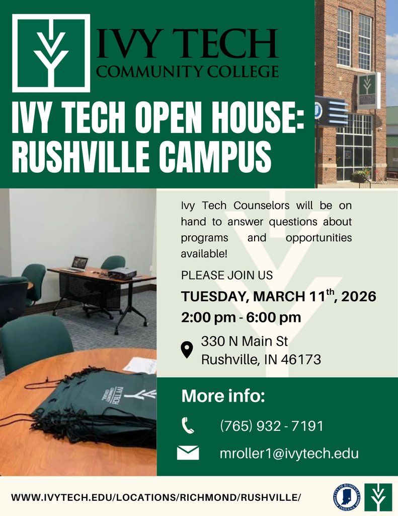 Don't miss the Rushville Ivy Tech Open House!
