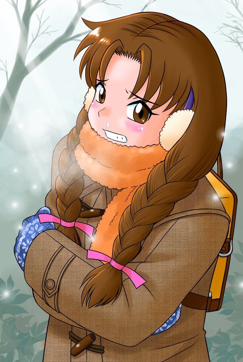 kouji_matuda's tweet photo. すっかり遅くなりましてすみません。
＃トゥルーラブストーリー リクエストイラスト、
TLS2から丘野さんです。
丘野さんは前回夏服で描いたので今回冬服。
夏娘なので、寒いのは苦手なんです。 https://t.co/DEI44MKKn7