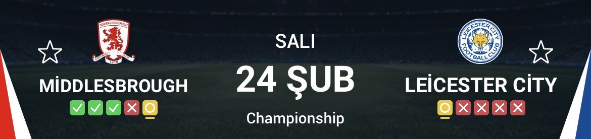 🏴󠁧󠁢󠁥󠁮󠁧󠁿 | CHAMPİONSHİP 34. HAFTA;

2021/22 Middlesbrough 2-1 West Bromwich (2/1)

2023/24 Leeds United 3-1 Leicester City (2/1)

2025/26 Middlesbrough - Leicester City ?👀

👉🏼 Bu tarz paylaşımlar için beğenmeyi ve takip etmeyi unutmayın.