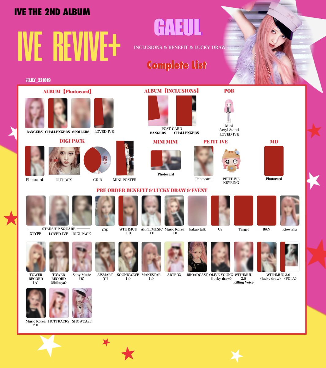 IVE【 REVIVE+ 】 封入&特典 トレカ 一覧 🩷💫 Photocard List ver.3