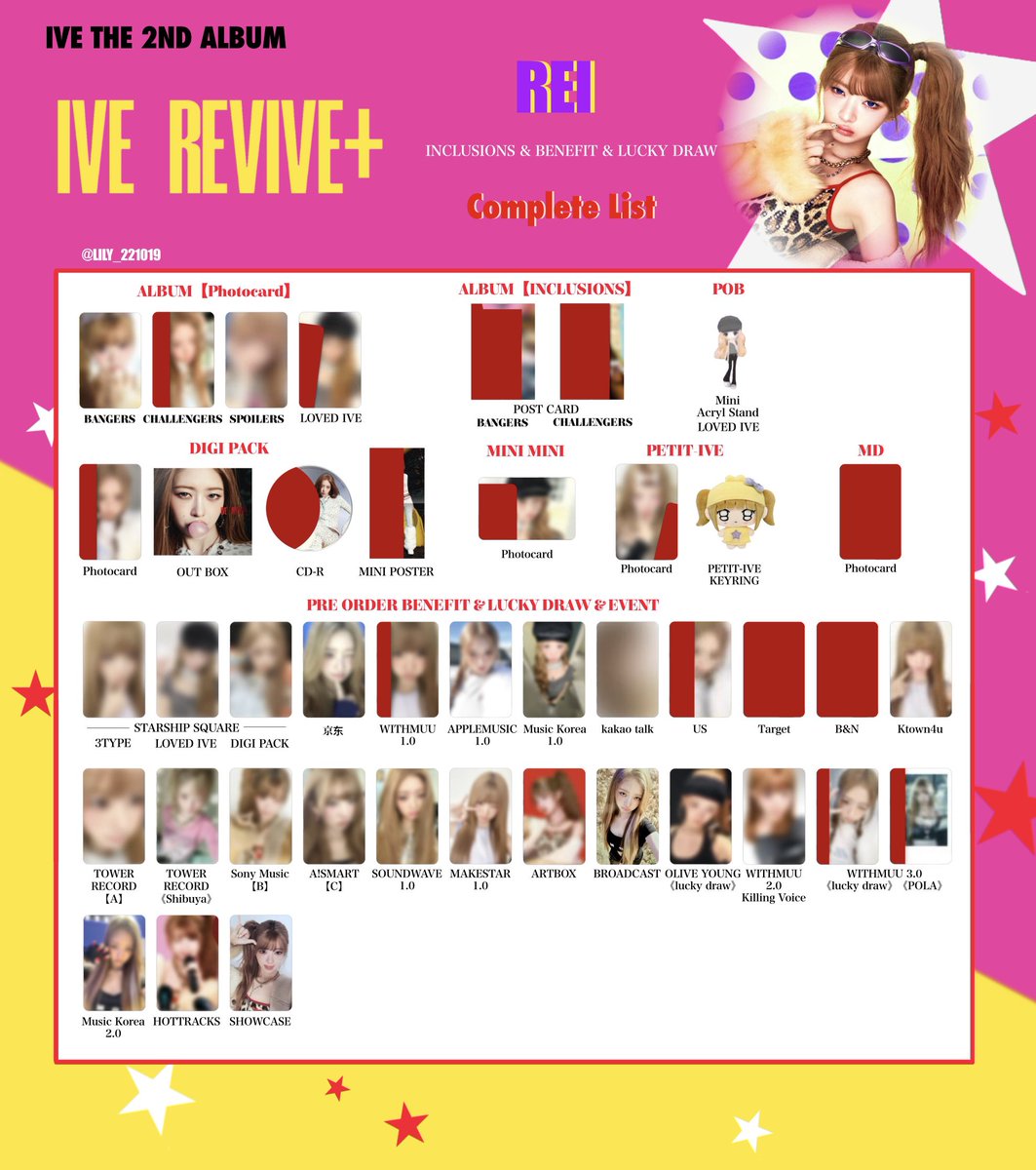 IVE【 REVIVE+ 】 封入&特典 トレカ 一覧 🩷💫 Photocard List ver.3