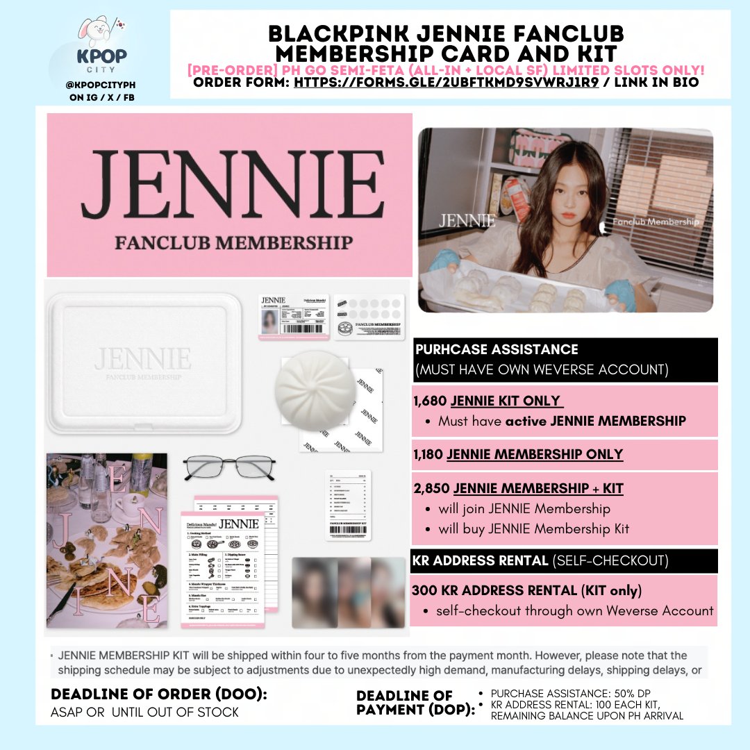 PH GO] JENNIE FANCLUB MEMBERSHIP KIT PURCHASE ASSISTANCE SFETA