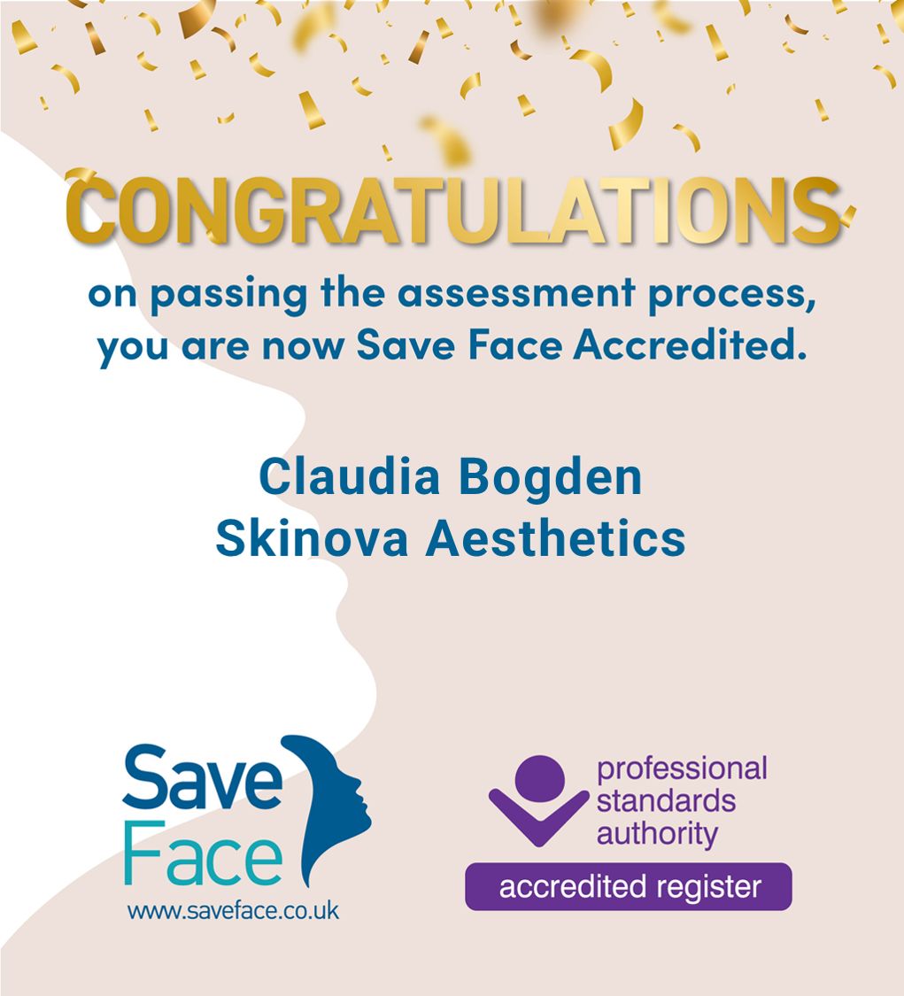 SaveFaceUK's tweet image. CONGRATULATIONS to Claudia Bogden of Skinova Aesthetics on achieving Save Face accreditation and joining our Government approved register. Explore the clinic here: buff.ly/EGeQLfz? 
#Barking #SaveFace #SafePractice #StaySafe #Injectables #Aesthetics #AntiWrinkle