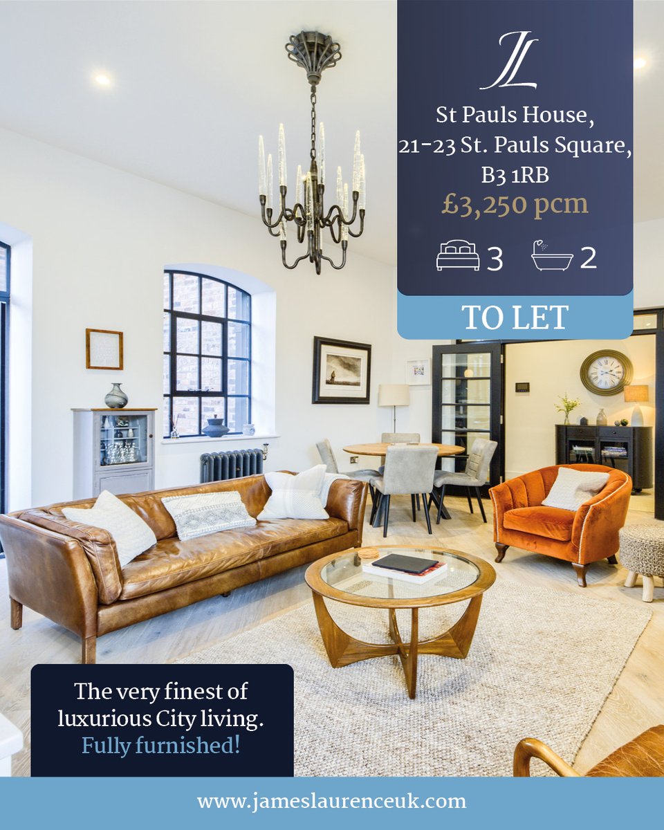 If luxurious city living is what you want, then this property is a must view💎 Three double bedrooms including a stunning master suite, open plan living room and kitchen, private balcony and allocated parking!

💻To find out more information:
jameslaurenceuk.com/property/st-pa…
