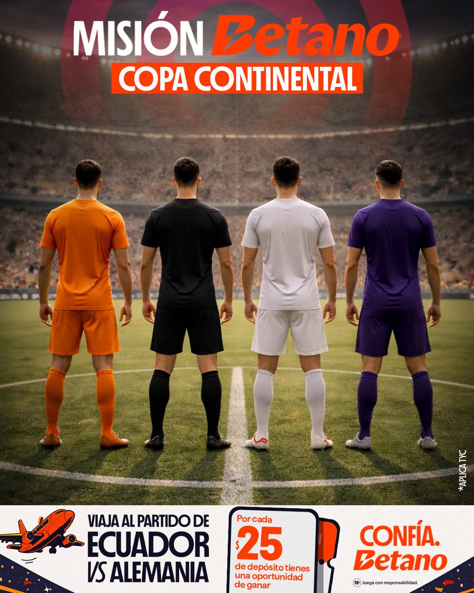 ¡MISIÓN COPA CONTINENTAL! 🏆

Vive la emoción de la Copa con la tranquilidad de tener una segunda oportunidad. 🛡️⚽️

Cumple la Misión y si tu pronóstico no sale como esperabas, recibe un Pronóstico Gratis de $5.

Participa aquí 👉 ec.betano.com/?panel=mission…