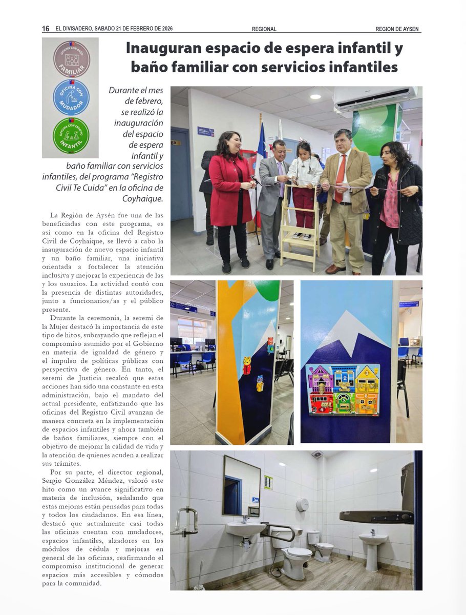 📍 En Coyhaique, Cochrane, Balmaceda y La Junta, el Servicio de Registro Civil e Identificación habilitó sus instalaciones inclusivas para todas las edades 
✅ Aquí todos los detalles: 
eldivisadero.cl/_papel_digital…