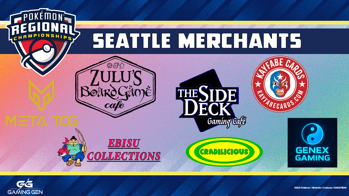 GamingGen's tweet photo. Hey Trainers! Here's our Merchants for The Seattle Regional Championships! 

Please give them a visit and see all the cool things they have available while you're there 😉

✨Meta TCG

✨Zulu's Board Game Cafe

✨Kayfabe Cards

✨Ebisu Collections

✨Cradilicious

✨The Side Deck Gaming Cafe

✨ Genex Gaming

Event info:https://t.co/k6PcSc8kbo

#playpokemon #Pokemon30