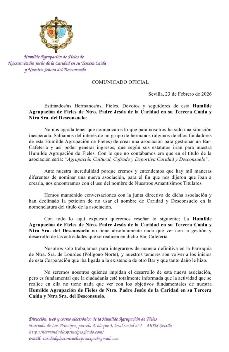 Caridad_Descons's tweet photo. COMUNICADO OFICIAL https://t.co/t89KxhdHNv