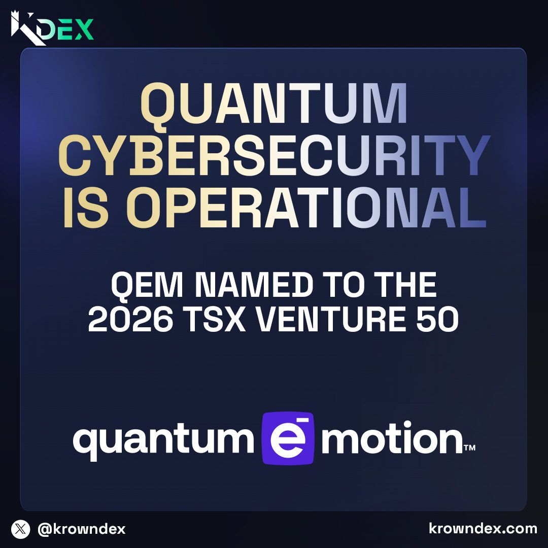 Liquidity needs security. 🔁
Congratulations to <a href="/QEM_Corp/">Quantum eMotion</a> on earning a place in the 2026 TSX Venture 50 👏
Full list: money.tmx.com/venture50
As $QNC prepares for NYSE American trading, quantum-grade entropy is stepping into larger capital markets.
That same foundation supports
