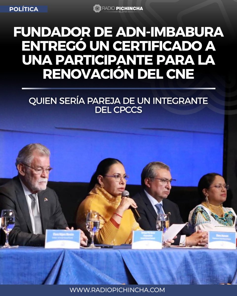 🏛️#Política | Karla Pavón presentó un certificado de un representante de ADN. Además, la postulante sería pareja de David Rosero, consejero del Consejo de Participación Ciudadana y Control Social (Cpccs).
#LaRadioDeLasNoticias 
Los detalles⤵️
radiopichincha.com/fundador-adn-i…