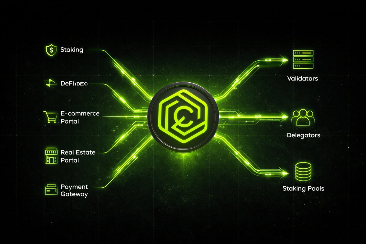 CratD2C's tweet photo. How Value Moves: The settlement layer

$CRAT functions as the settlement asset across the entire network;

staking operations, DEX swaps, portal payments, and DeFi interactions all resolve in the same unit. Fees are generated in $CRAT and routed to validators securing block production.

Because value passes through one asset, the network maintains structural clarity. Settlement activity becomes the measurable footprint of real usage.