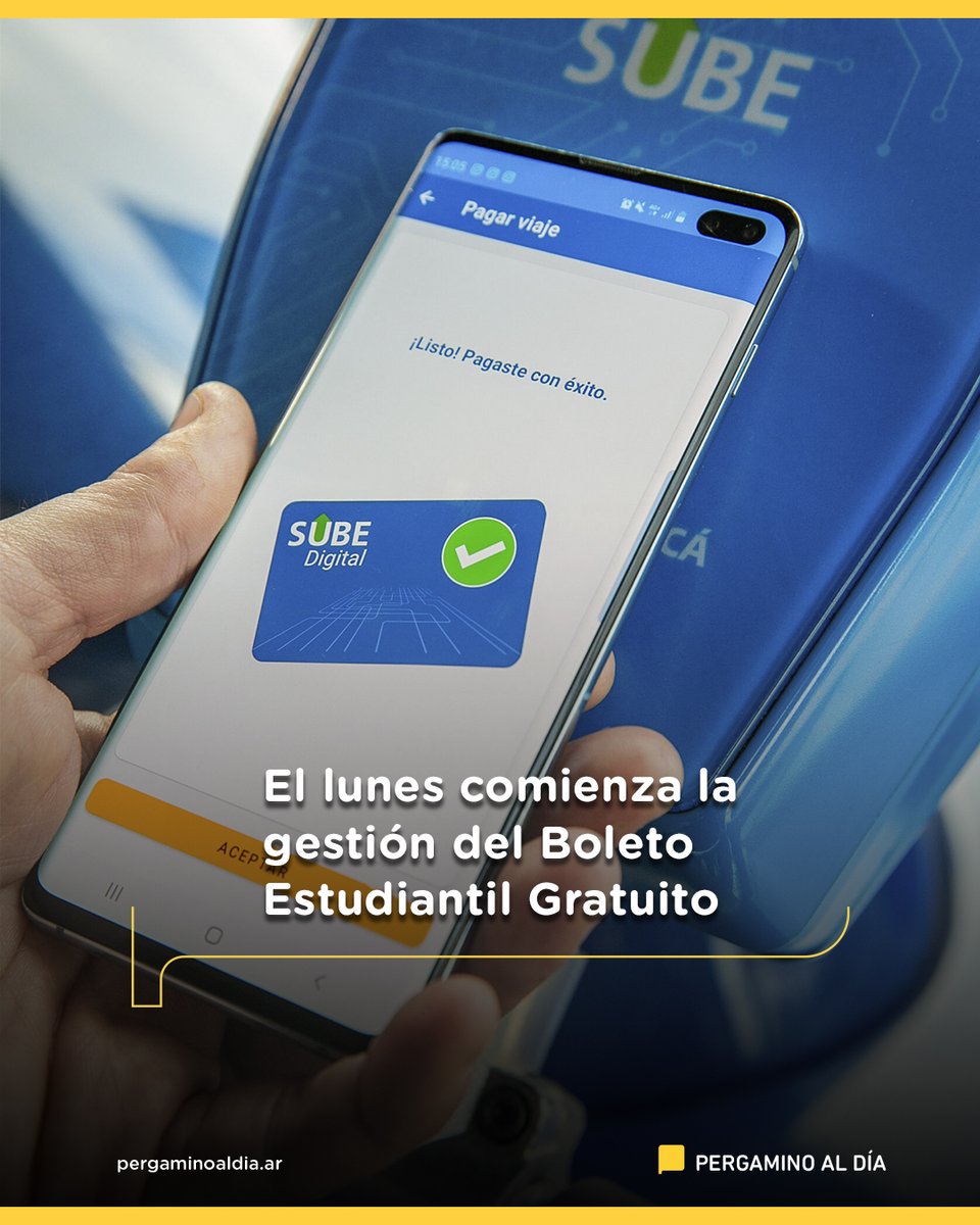 El lunes comienza la gestión del Boleto Estudiantil Gratuito
pergaminoaldia.ar/comenzo-la-ges…