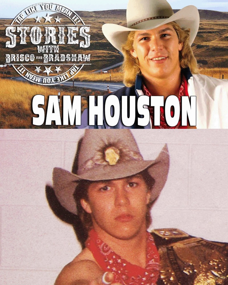 SamHoustonBrand's tweet photo. I had a great time catching up with some old friends last week! Check out my full chat with Gerald Brisco and John Layfield on "Stories with Brisco and Bradshaw" on YouTube! https://t.co/YvIRb54lRz https://t.co/078UzoROvk