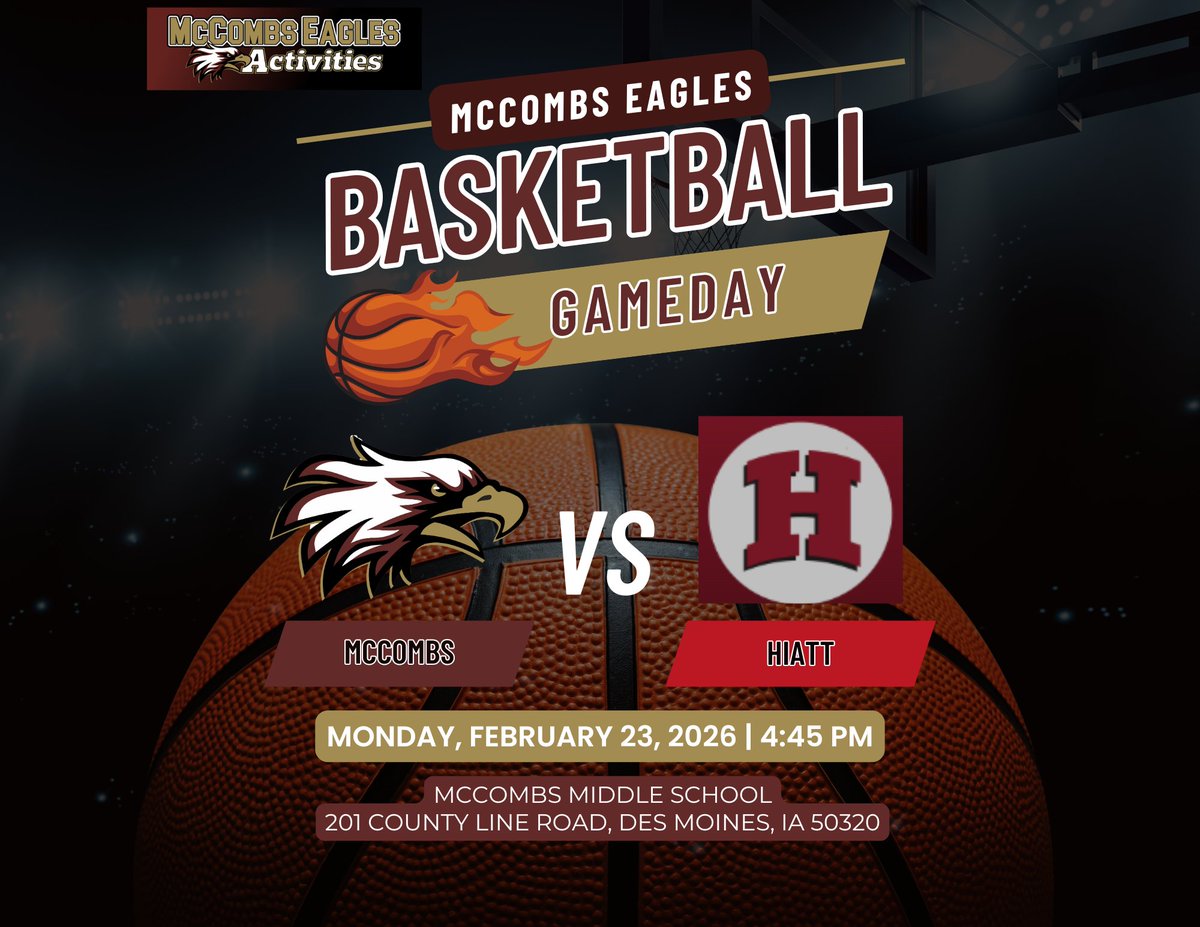 Last week of the season starts tonight with a home game against Hiatt Middle School. Tipoff at 4:45pm. Get out of the cold and come cheer on the Eagles!!!