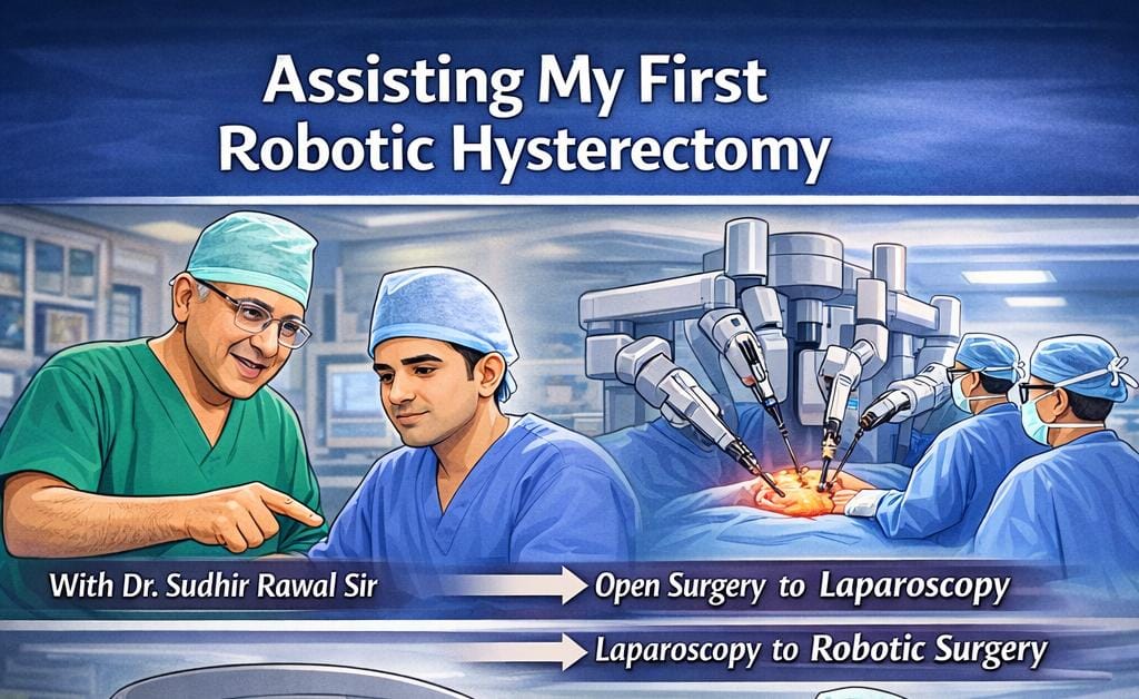 DrRAHULKUMARGU1's tweet photo. Assisted my 1st robotic hysterectomy under the mentorship of Dr Sudhir Rawal sir.
The journey from open ➝ lap ➝ robotic isn’t easy — it demands patience, precision & humility.
Starting small, learning every day.
One day, I’ll master the console.
Grateful. Growing. 🚀
#RoboticSx https://t.co/WDuSWQGJFM