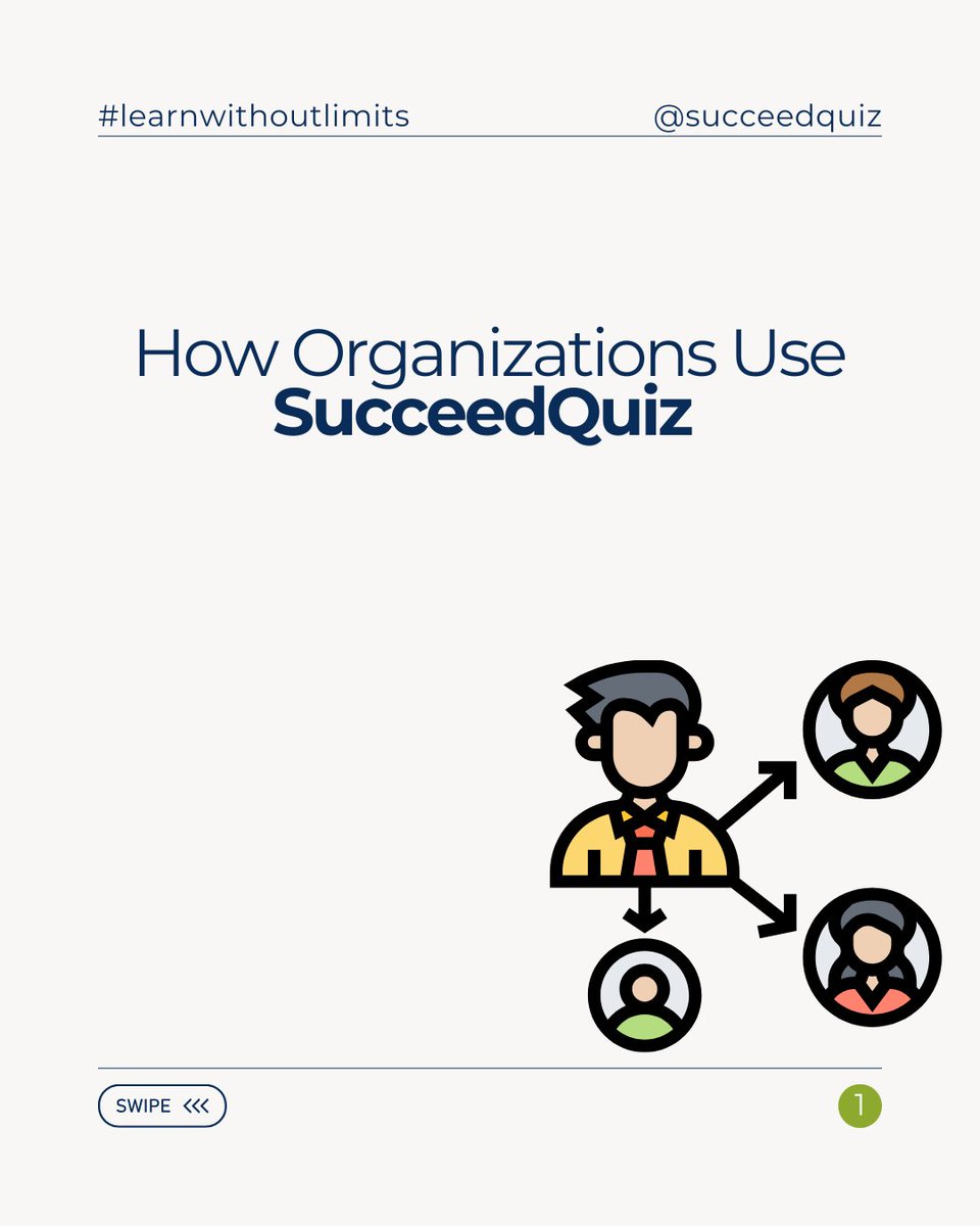 Succeed_Quiz's tweet photo. Organizations don’t just train, they prepare for success
Swipe to see how companies use SucceedQuiz to upskill employees and monitor exam readiness
Smarter learning starts here.
#SucceedQuiz #WorkplaceLearning #EmployeeDevelopment #EdTech https://t.co/cBTIvxKsKY