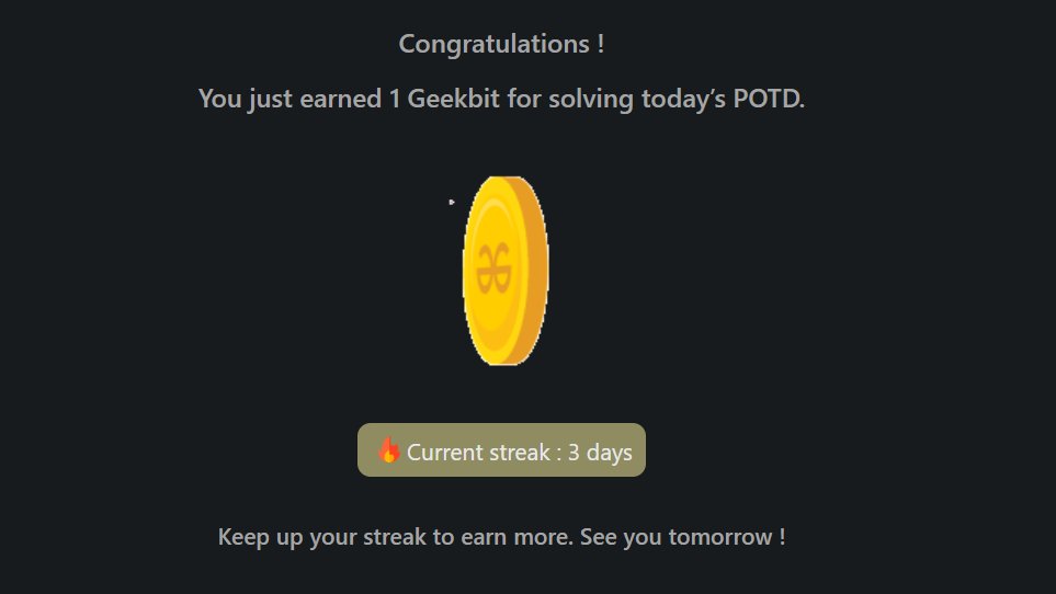 PawanRoy001's tweet photo. 60 Days POTD Challenge Powered By NPCI
Day 3 POTD
@geeksforgeeks

@NPCI_NPCI

#geekstreak60 #npci https://t.co/HZGBwSGvbb