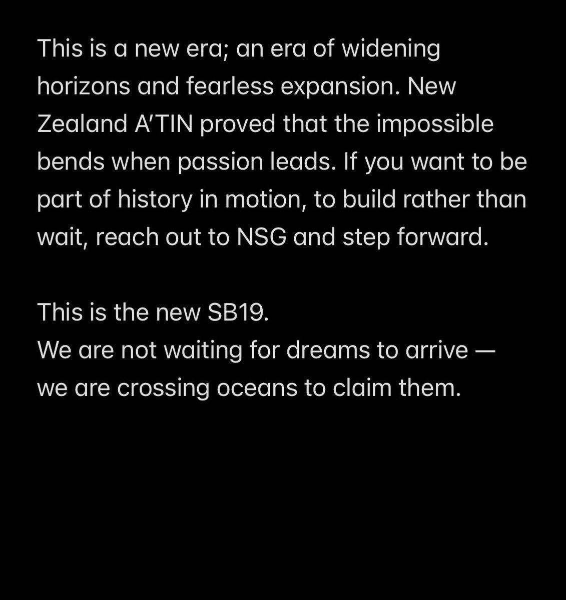 Congratulations, <a href="/SB19SBLinkOCE/">SB19 Solid Block Link - Oceania</a>! ❤️

Thank you so much, <a href="/_OfficialNSG_/">NSG Official SB19</a> <a href="/SB19SBLink/">SB19 Solid Block</a>! ✨

Ituloy tuloy na natin to! Let’s reach Asia first! 😉

<a href="/SB19Official/">SB19 Official</a> #SB19