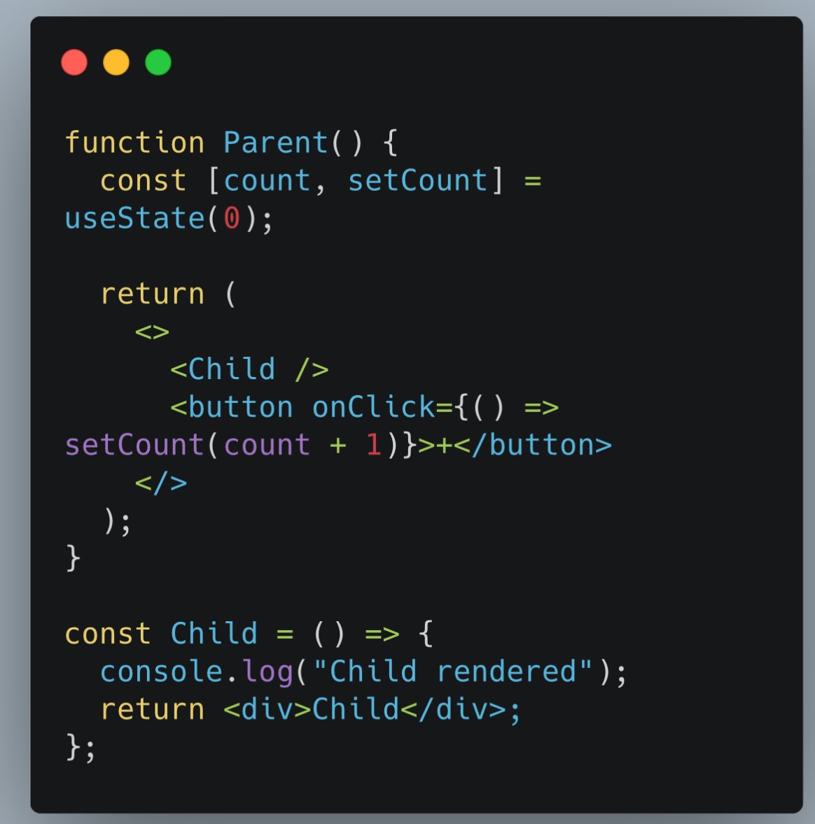 React Devs 👇

Which component re-renders when the button is clicked?