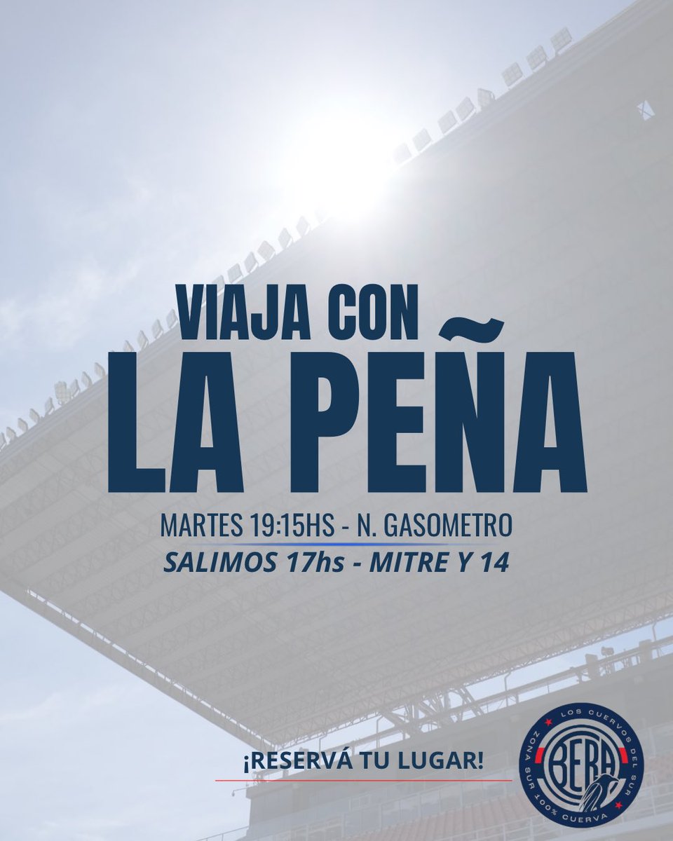 Martes en casa 🔥🎉
Juega San Lorenzo vs instituto
👉🏾 Martes 19:15hs 
👉🏾Nos juntamos 16:30:hs
Salimos 17:00hs  puntual 
🌎Mitre y 14.

⚠️IMPORTANTE⚠️

Recordamos que sin reserva no se puede viajar
Deben confirmar presencia.