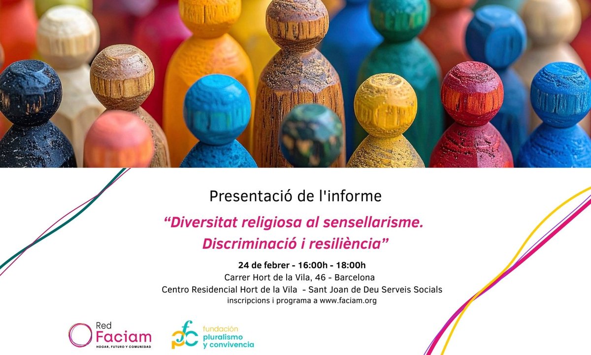 RedFACIAM's tweet photo. Presentació de l'informe: 'Diversitat religiosa en el sensellarisme. Discriminació i resiliència'
⛩️🕋🕍🛕🕌⛪️
Presentarem els resultats i les troballes que ens ofereix l'estudi
🗓️24 de feb
⏰16:00 - 18:00
📌C. Hort de la Vila, 46-Barcelona
inscripcions 👉https://t.co/bvDXdxzEIC https://t.co/lV1itb7ytx