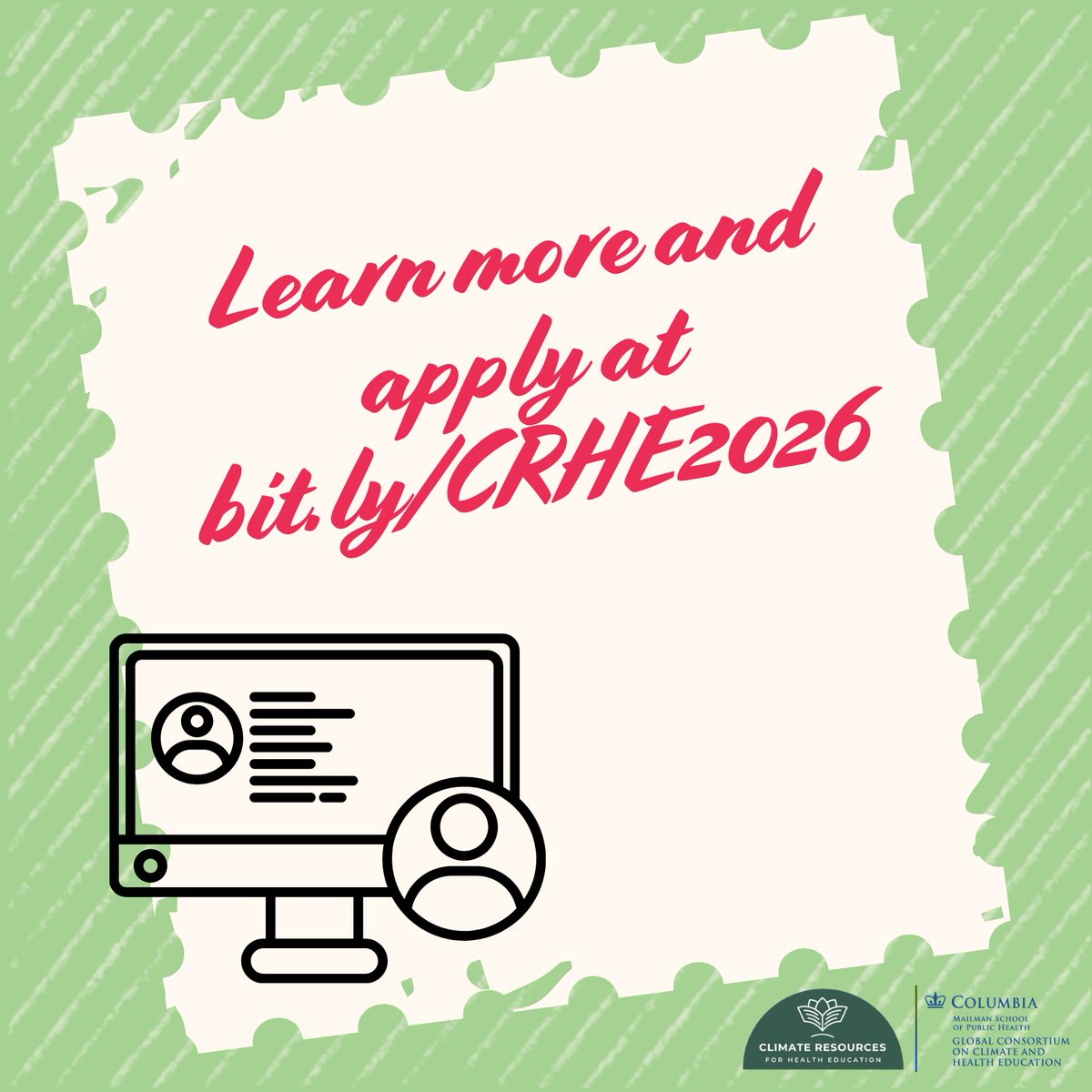 GCCHE_'s tweet photo. The GCCHE'S Climate Resources For Health Education (CRHE) initiative is recruiting new student leaders for 2026-2027. Explore the open positions and review the application at https://t.co/34IURvqqo5 https://t.co/vkU61mVGOt