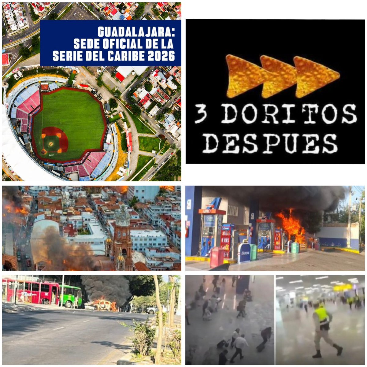 AcostaMax's tweet photo. Entonces la Confederación de Beisbol del Caribe (@beisboldecaribe) cancela la #SerieDelCaribe Gran Caracas en Diciembre del año pasado, por temas de seguridad e incertidumbre y la traslada a Guadalajara, Jalisco, donde 2 semanas despues de culminado el evento, ahora la ciudad esta en llamas 🔥 y caos total.

Ah OK, pero claro, como iban a preveer eso en un Estado (Jalisco) donde el narcotrafico mantenia la “paz “ y de pronto se volaron al #1 desatando la ira de ellos (lease con sarcasmo).

Ahh, ya entiendo!!