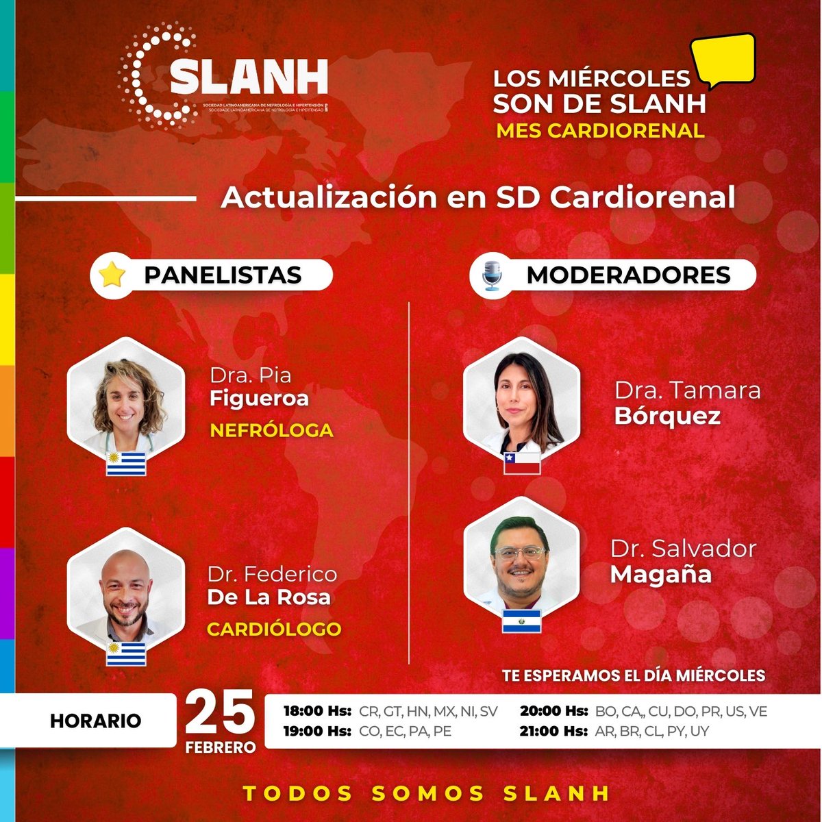 SLANH_'s tweet image. 🎓 PROGRAMA EDUCATIVO ANUAL SLANH
Los Miércoles son de SLANH
Mes Cardiorrenal

🚀 Tema:
Actualización en SD Cardiorenal

🗓 Miércoles 25 de febrero de 2026
🕖 19:00 h → 🇵🇦
🔗 Regístrate en: bit.ly/slanh25febrero

🌐 slanh.net

#SLANH #Cardiorrenal #Nefrología