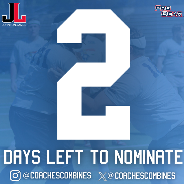 CoachesCombines's tweet photo. 2 Days Left to Nominate!

The deadline is this Friday — make sure your players are represented at the 2026 Carolinas Coaches Combines!

HCs: DM for the Access Code

@SCFCA1 @NC_FB_Connect @ncFBcoaches @iguerin @JohnsonLambe https://t.co/OIi9CIQHHh