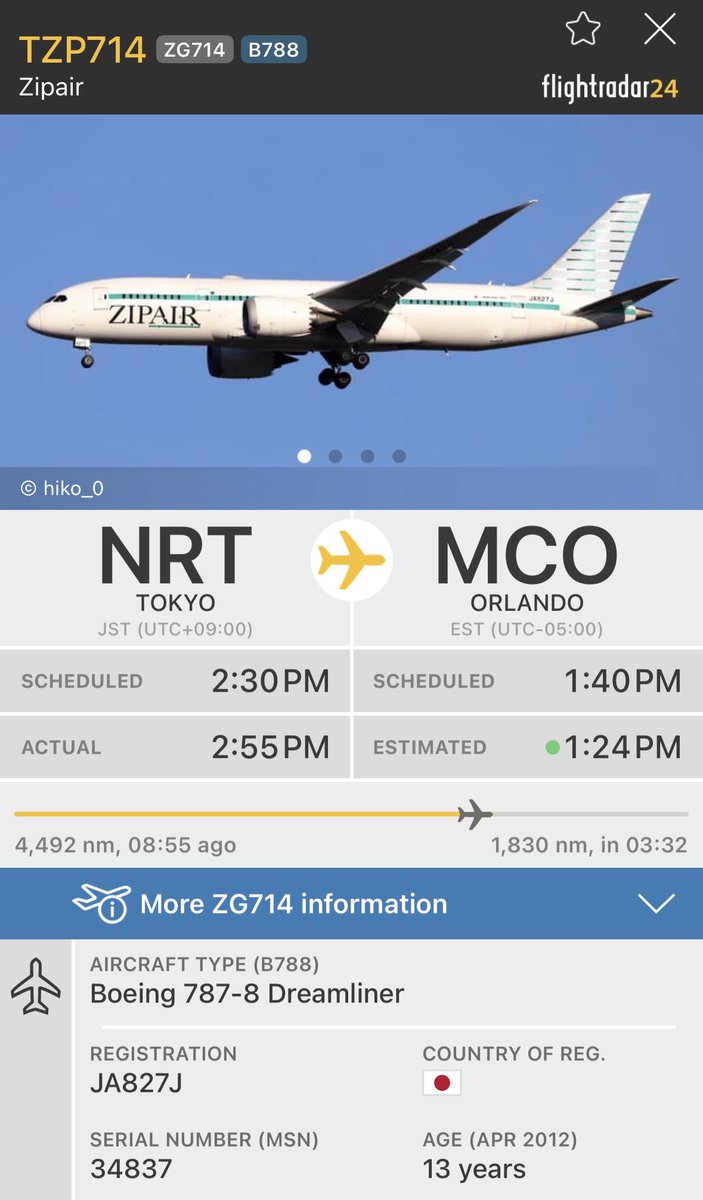 The first passenger direct flight from Japan to Florida with a