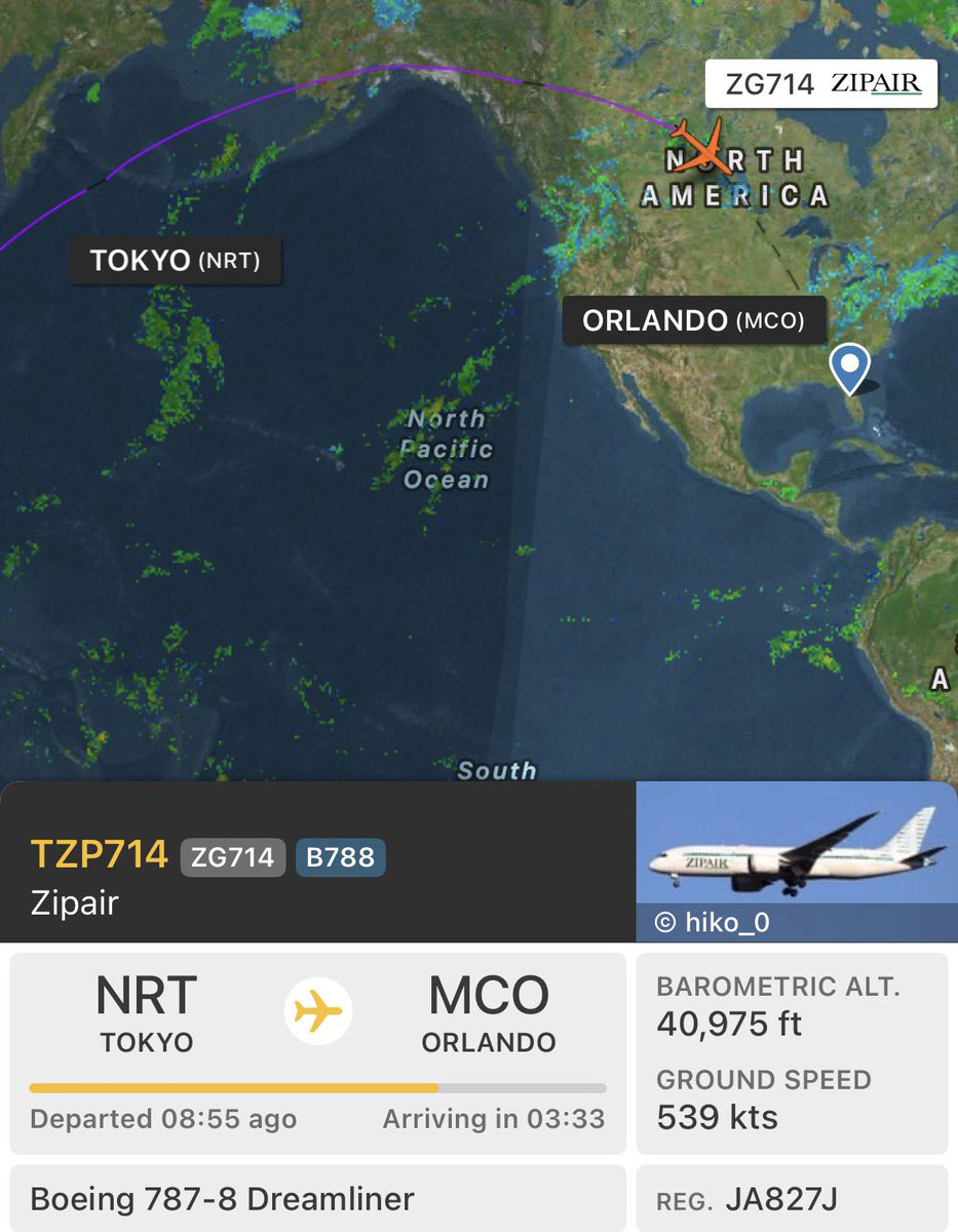 The first passenger direct flight from Japan to Florida with a