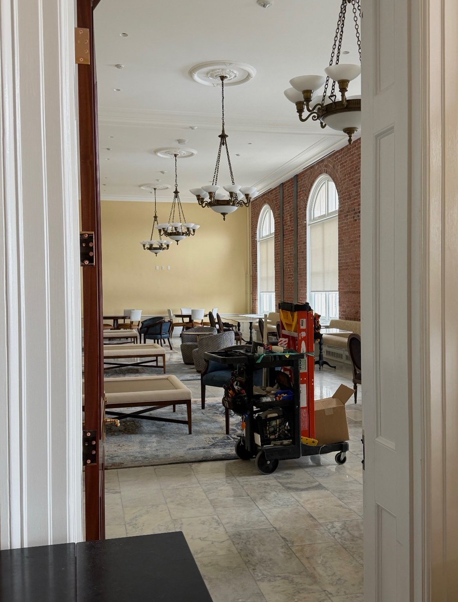 VictoriaBonney's tweet photo. EXCITING: Here's a sneak peak of the new House coffee shop (Black Crown Collective) seating area in Cannon. It's FANCY! https://t.co/rlGGYTB8W7