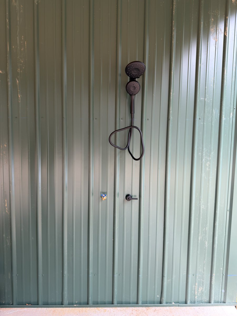 Outdoor shower on the shop so the neighbors can watch and a hot water spigot so I can clean vehicles. 

Hopefully next weekend I can get the pressure testing done and get the foam guys out!