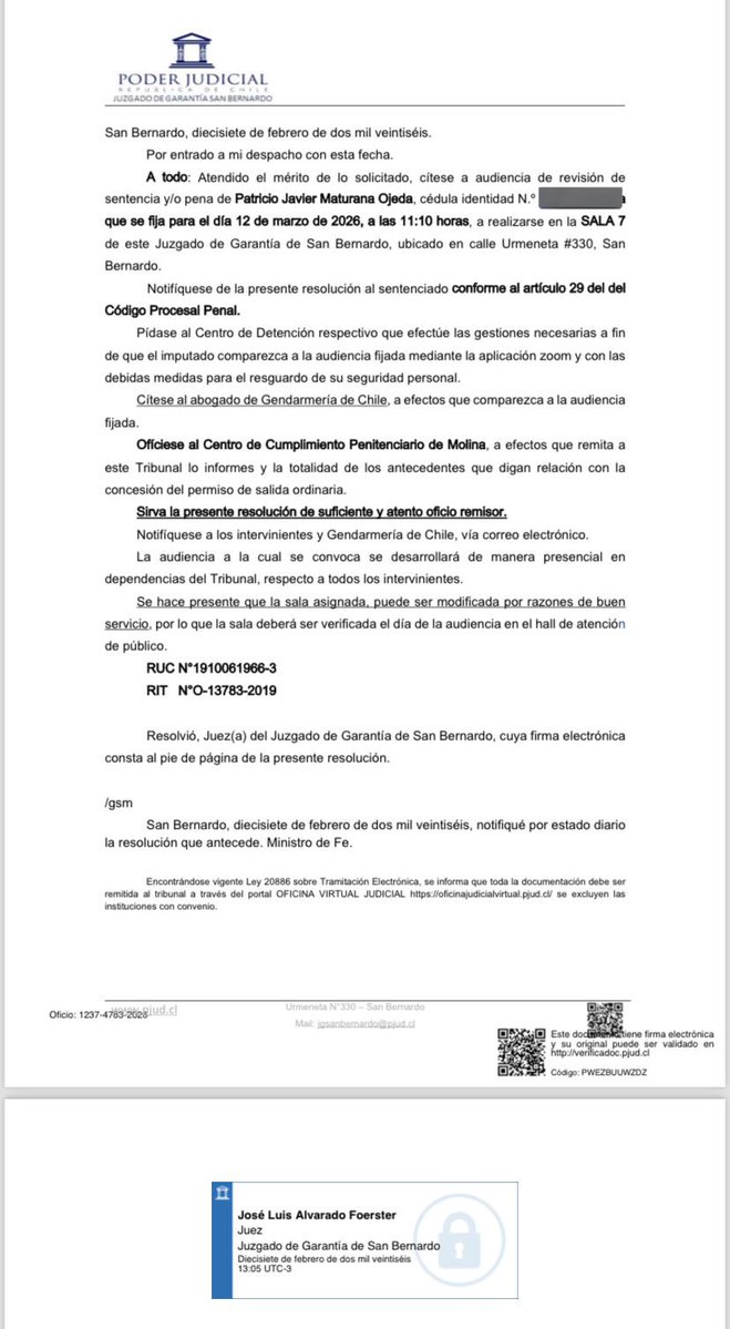 Luego de que <a href="/Gendarmeria_CL/">Gendarmería de Chile</a> le otorgó el beneficio de salida dominical al cap. Patricio Maturana, Campillai @DiginidadFabiola ha hecho lo imposible para inferir, solicitando hasta la renuncia del director de gendarmería.
En base a la presión, el juzgado de garantía de San