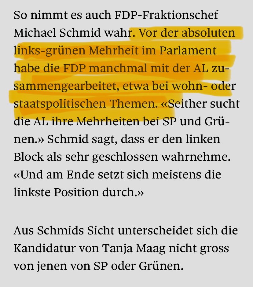 MaagTanja_al's tweet image. FDP- #Gemeinderat Fraktionschef Schmid trauert im ⁦@tagesanzeiger⁩ früheren Kooperationen mit der AL nach. - Kooperationen mit ⁦@mehblau⁩ sind aus unserer Sicht zunehmend schwierig, weil die #FDP gesellschaftsliberale Werte in die Besenkammer stellt