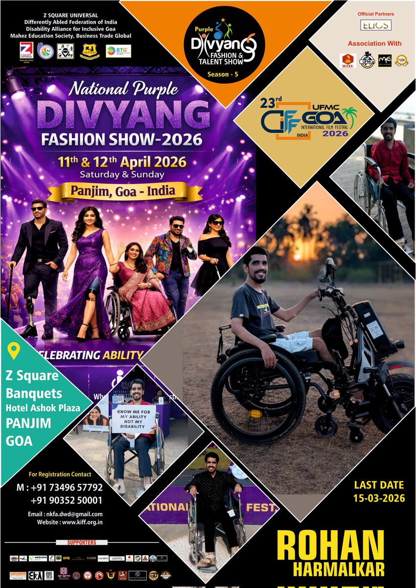 rohan_harmalkar's tweet photo. I am happy to share that I, Rohan Harmalkar, am participating in the National Purple Divyang Fashion Show 2026 happening on 11th &amp; 12th April 2026 in Panjim, Goa. 💜♿
This is not just a fashion show — it is a celebration of ability, confidence, and breaking barriers. 💪🙌💜 https://t.co/8s0cpNZ3Y8