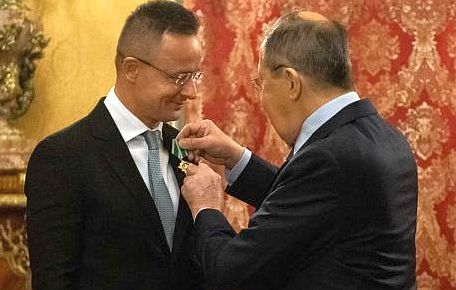 If you think the Russians should give this man a medal, know they did already. Two months before the Russian invasion began, this man was awarded the "Russian Order of Friendship'", the most prestigious award Russia can give to a foreigner. Lavrov himself pinned it on his chest.