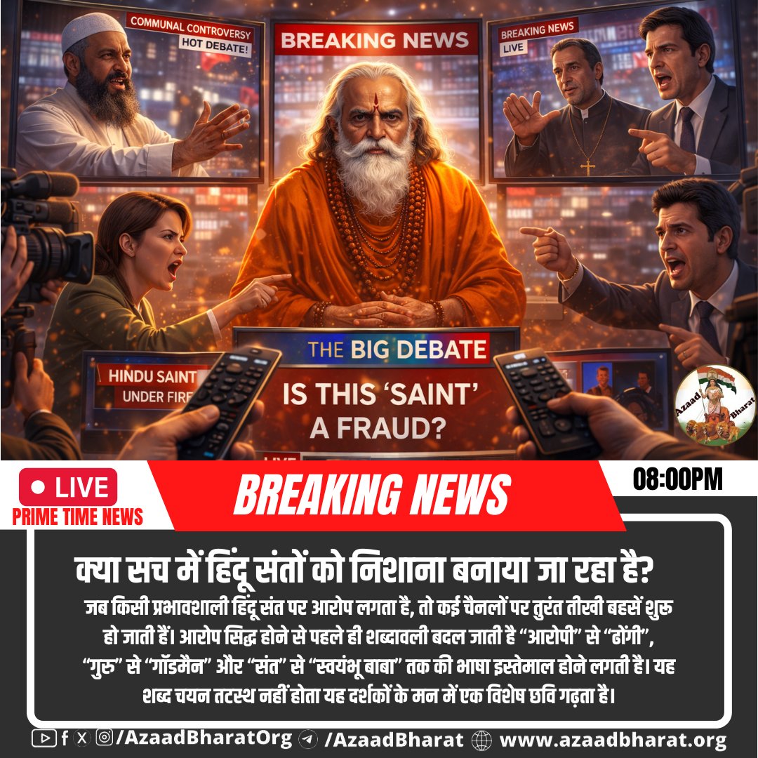 AzaadBharatOrg's tweet photo. क्या हम एक ऐसे समाज का निर्माण कर रहे हैं जहाँ न्याय निष्पक्ष हो, मीडिया जिम्मेदार हो और आस्था विवेक के साथ जुड़ी हो। यदि यह संतुलन बना रहा, तो न तो निर्दोष की प्रतिष्ठा अनावश्यक रूप से नष्ट होगी और न ही दोषी आस्था की आड़ में बच पाएगा। पूरी पोस्ट पढ़े 👉🏻 https://t.co/r46AEddd0E https://t.co/fmD7rT2g5R
