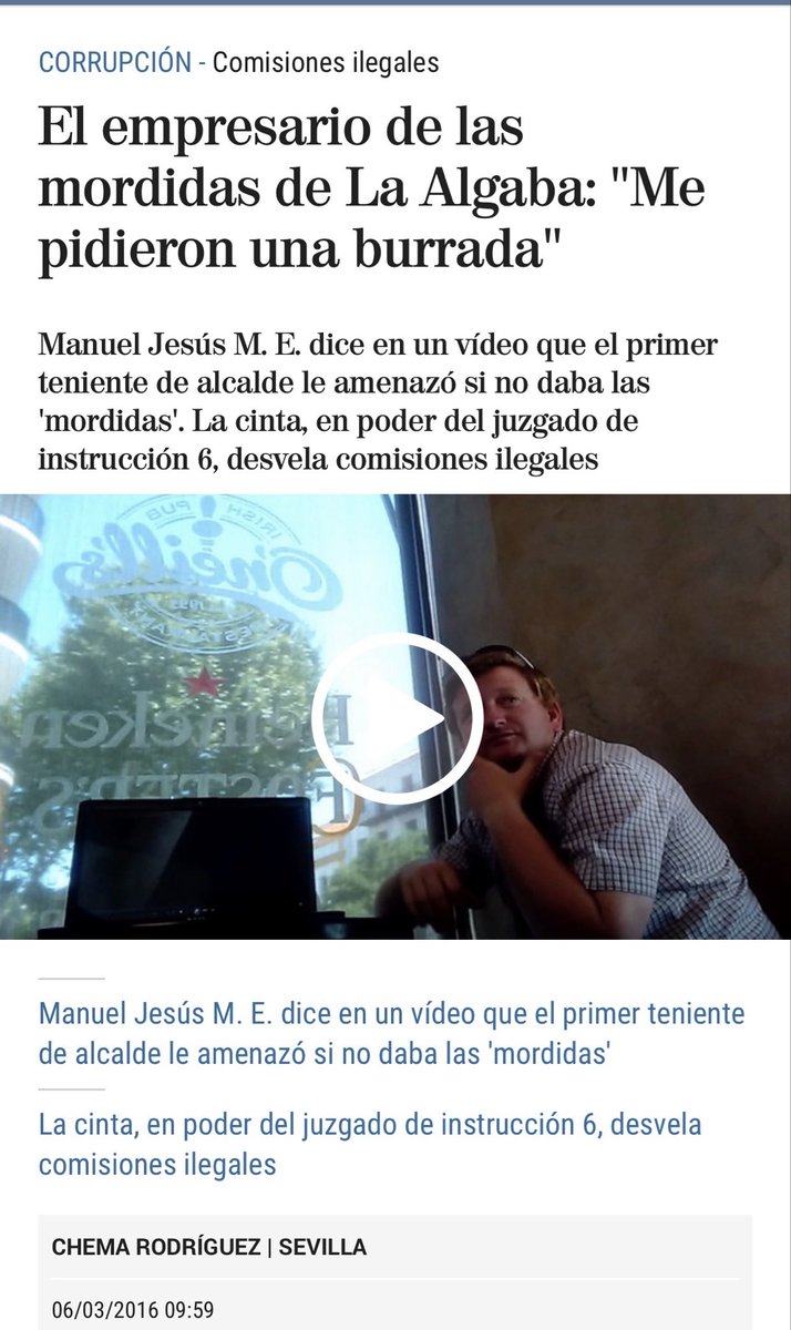 JBAYORT's tweet photo. Ha dimitido el alcalde de La Algaba, Diego Manuel Agüera (PSOE), por el supuesto acoso sexual a un novillero de 14 años. Hablamos del mismo que decía dar contratos «porque le salía de la polla», que también fue acusado de pedir mordidas a un empresario taurino y que clausuró su escuela taurina tras un "robo" del que nunca más se supo.

Afortunadamente, el novillero se encuentra bien y la escuela taurina sigue funcionando, ya como entidad privada.