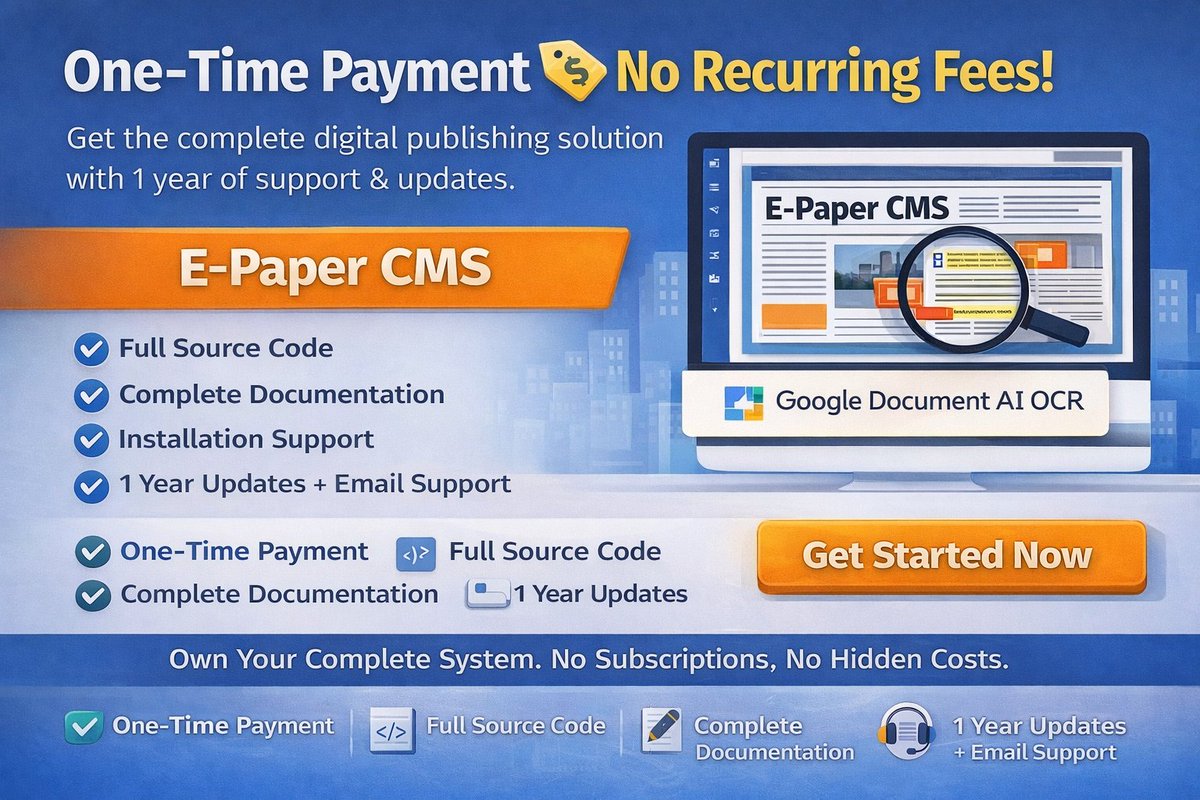 Launch your digital newspaper with E-Paper CMS 📰🚀
✅ One-time payment (no subscriptions)
✅ Full source code
✅ Complete documentation
✅ Installation support
✅ 1 year updates + email support
Get the complete solution 👉 license.wpwebsmartz.com/epaper_standal…
#EPaperCMS #DigitalPublishing