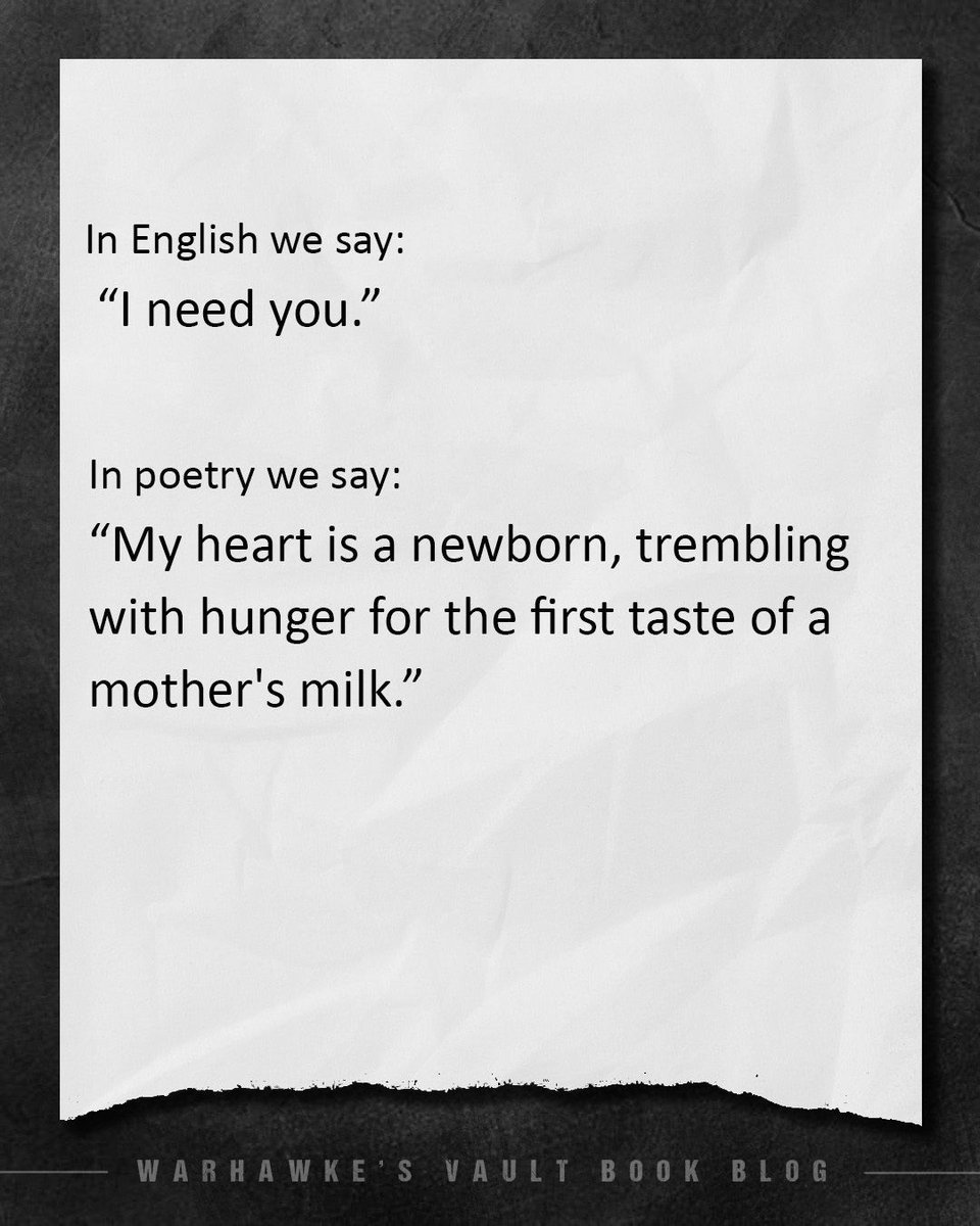 #WVShort: English vs Poetry

𝗤𝗢𝗧𝗗: What do you need (besides basic necessities and books) to survive?

For me, I need privacy and alone time. I can’t breathe if I have to be around anyone 24/7. I need to decompress alone. 

#WarhawkesVault #FlashPoetry #MicroPoetry