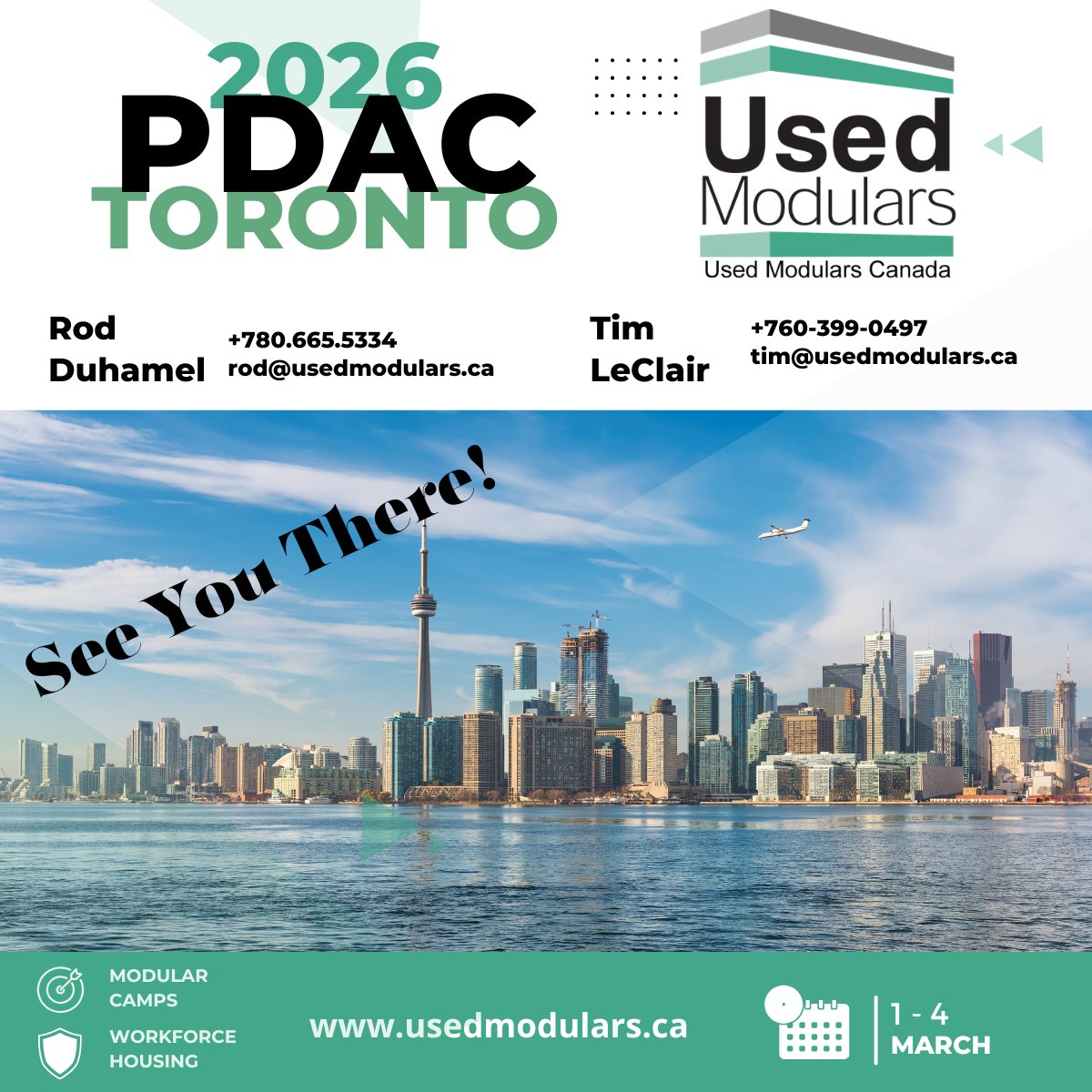 usedmodulars's tweet photo. The team @ Used Modulars Canada Ltd will be in Toronto for #PDAC2026
If accommodations, temporary infrastructure, or camp capacity is part of your planning this year, happy to sit down &amp; talk through options or simply share what we’re seeing across the market.  Lets connect! https://t.co/Vxw2YVgS6Y