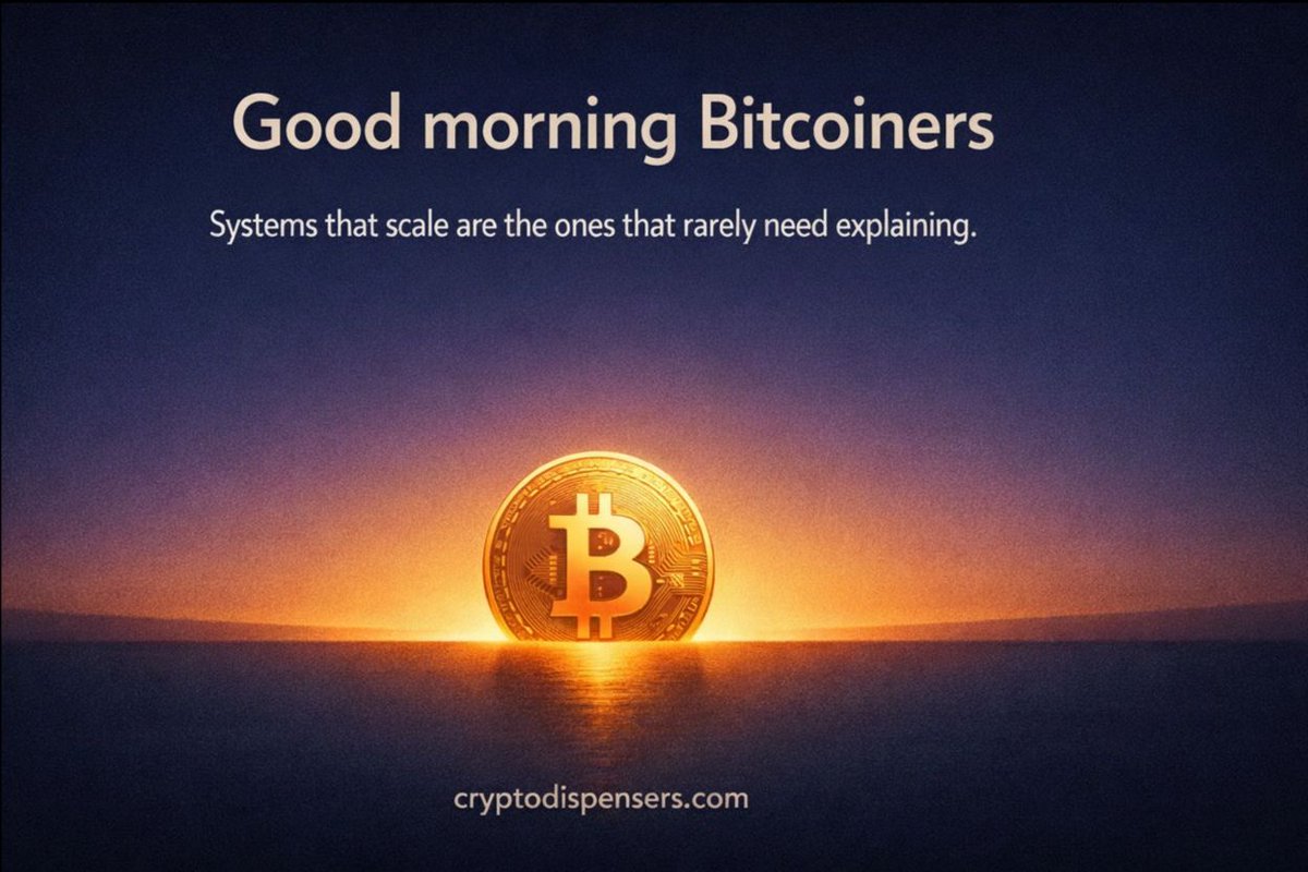 cryptodispenser's tweet photo. Good morning Bitcoiners ☀️
Systems that scale are the ones
that rarely need explaining.
#ScalableFinance #CryptoPlatforms #BitcoinDistribution https://t.co/1OMhxGRZTP