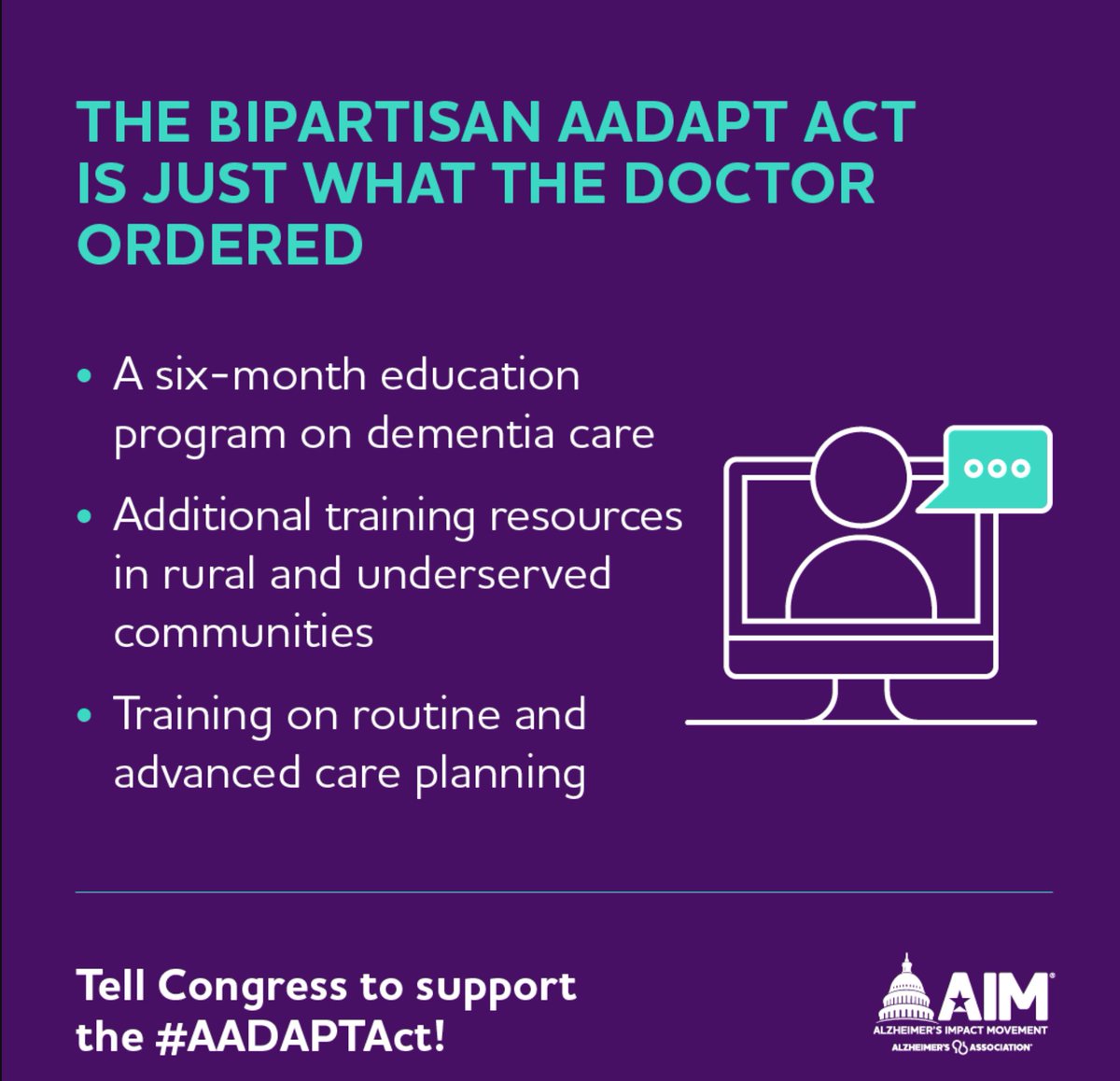 flip2000ad's tweet photo. The #AADAPTAct will expand dementia-related continuing education for primary care providers - a critical step to ensuring early detection of Alzheimer's! @RepAndreCarson please cosponsor H.R.3747! #ENDALZ https://t.co/3oJcmATnCG